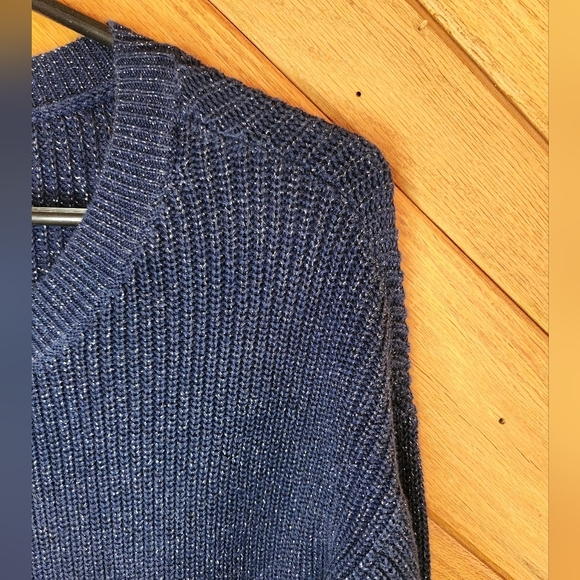 A new approach small dark blue and silver sparkle tight knit sweater - Picture 3 of 12